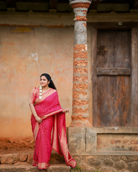 maroon beutiful banarasi georgette saree