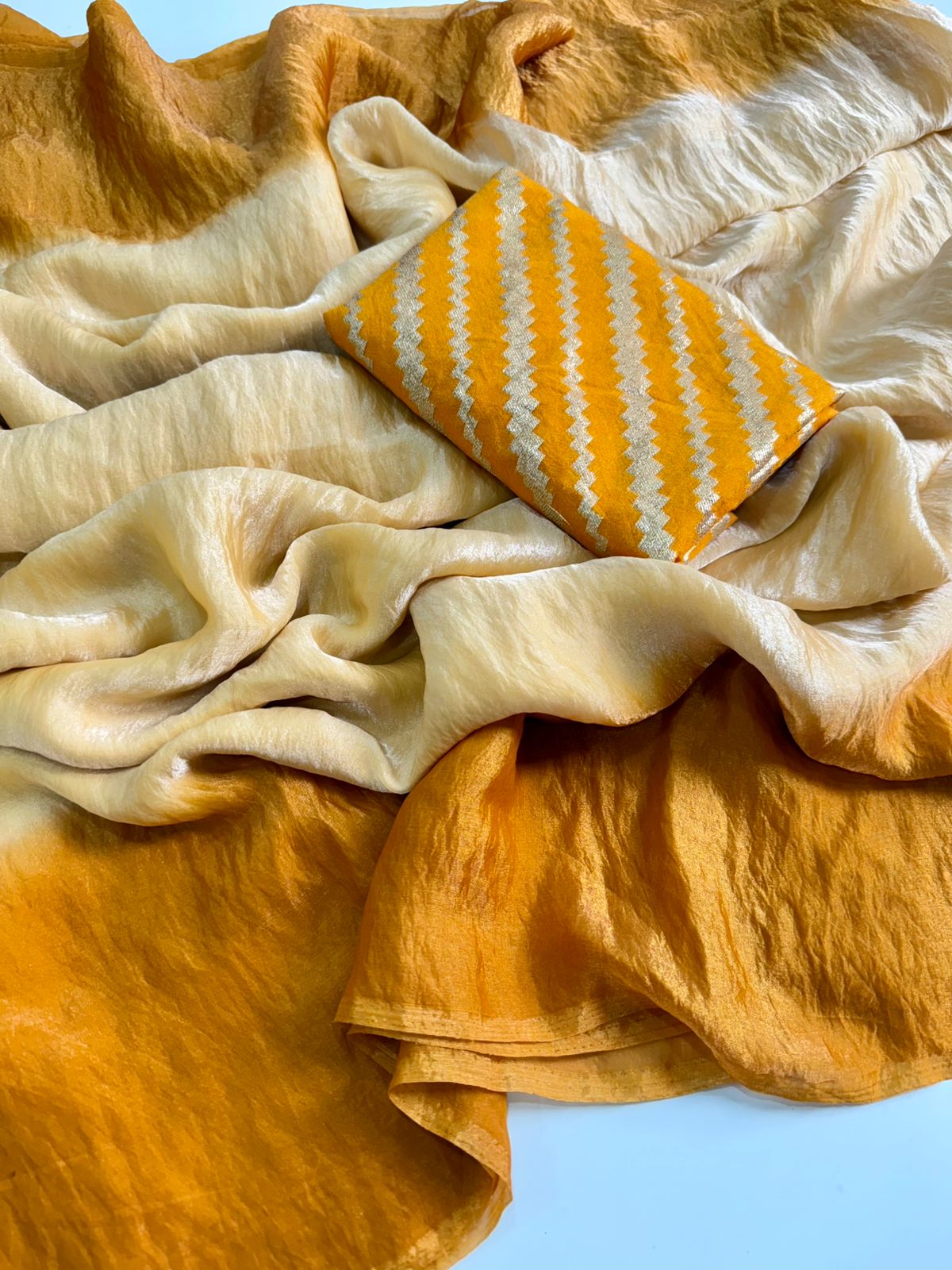 Radiant Mustard Ombre Cotton Silk Saree with Designer Blouse - image 1