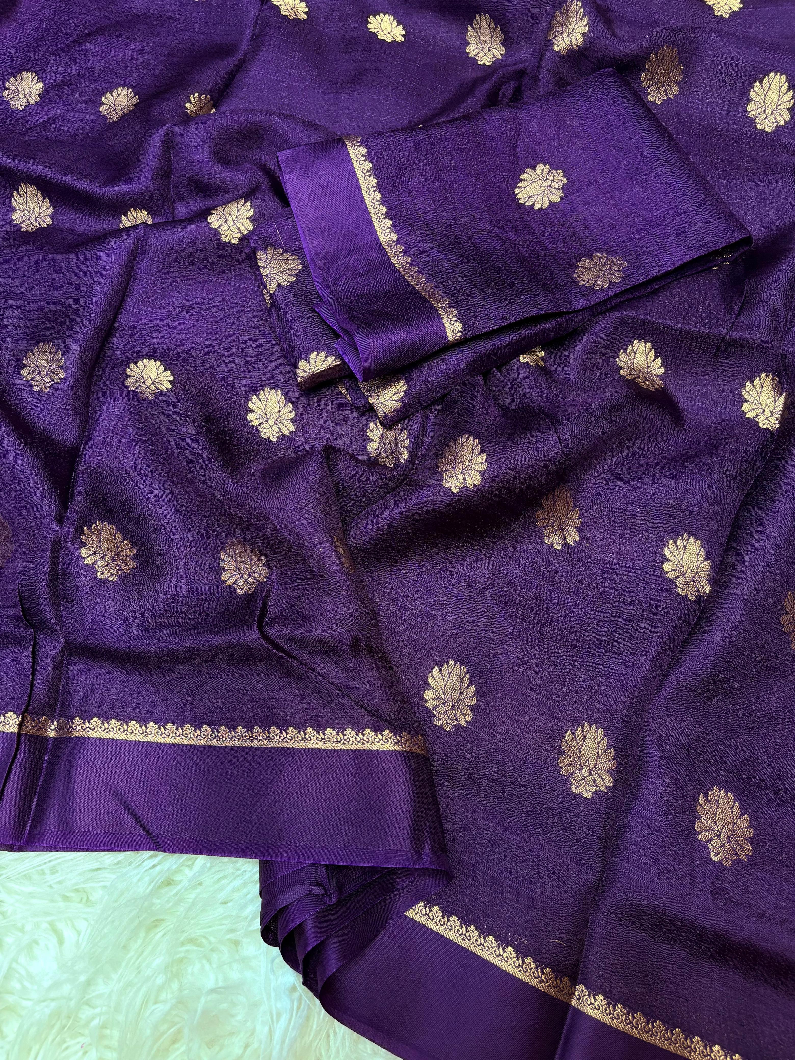 Royal Purple Floral Zari Saree – Festive & Celebration Wear