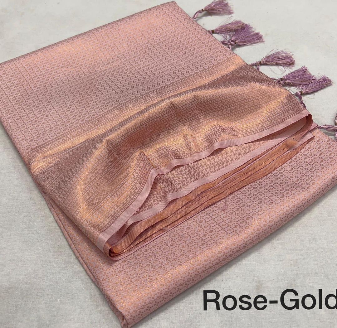 Rose-Gold Soft Silk Saree