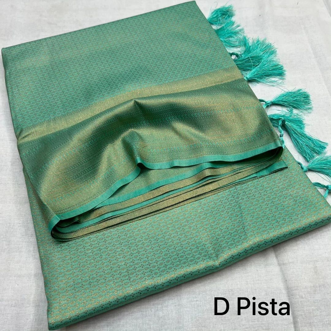 Dark Pista Green Soft Silk Saree