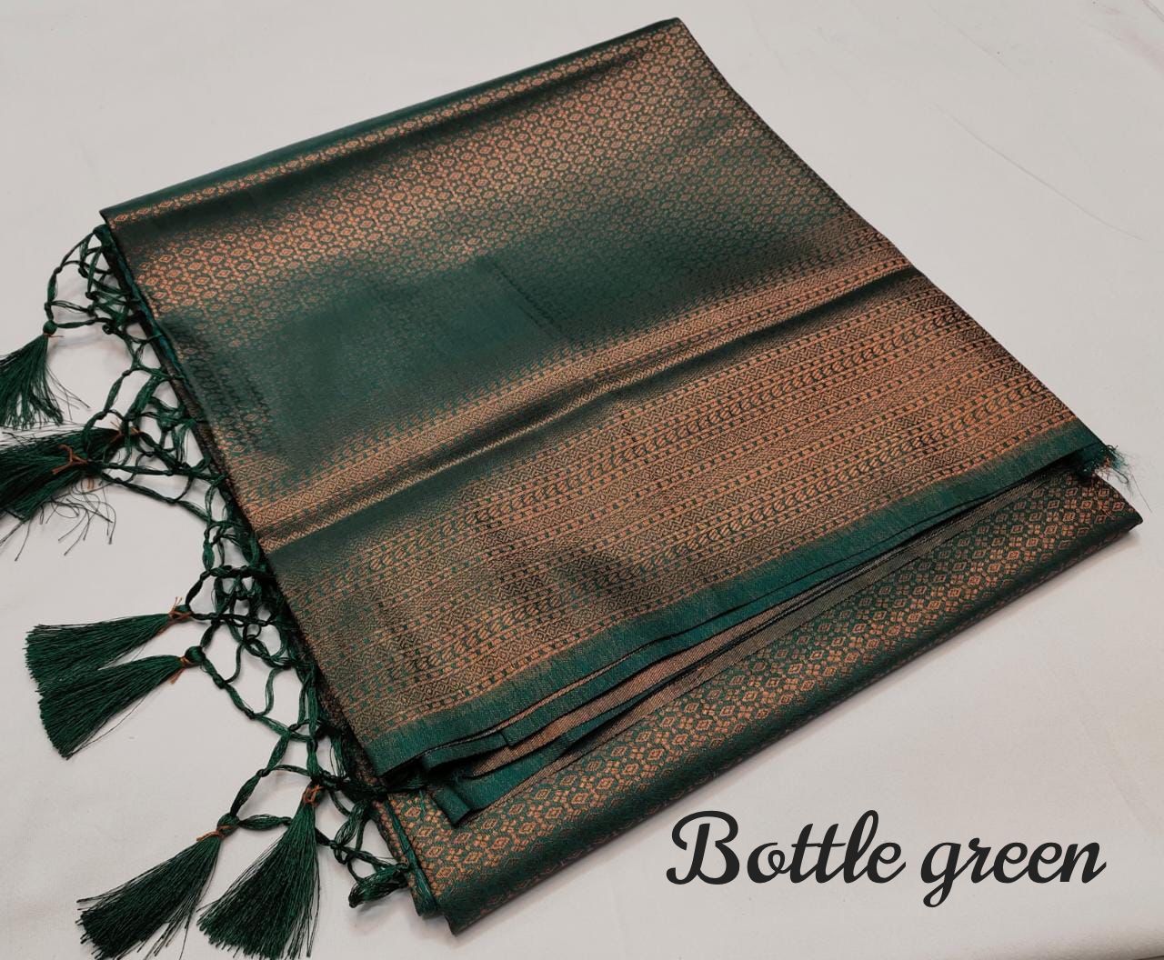 Bottle Green Soft Silk Saree