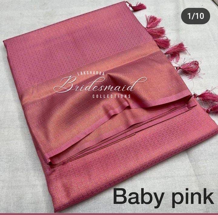 Graceful Baby Pink Silk Saree with Zari Detailing