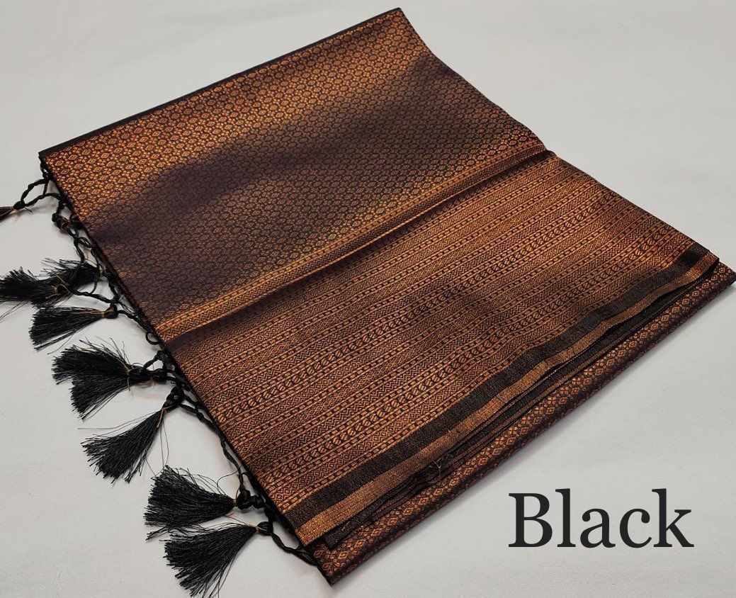 Royal Black Silk Saree with Rich Golden Zari